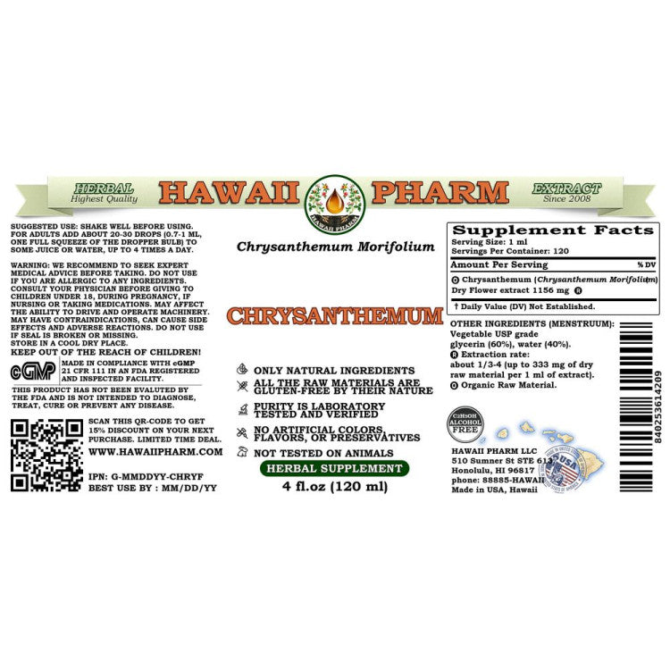 Hawaii Pharm Chrysanthemum, Alcohol-FREE - RealLifeHealing