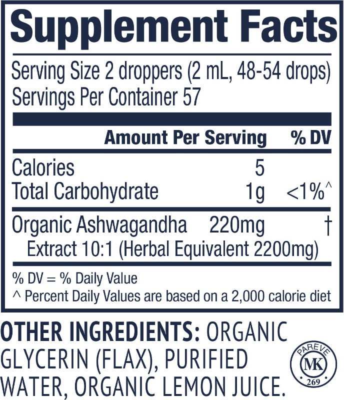 Vimergy Ashwagandha supplement facts