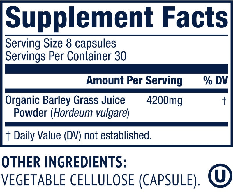Vimergy Barley Grass Juice Powder Supplement Facts
