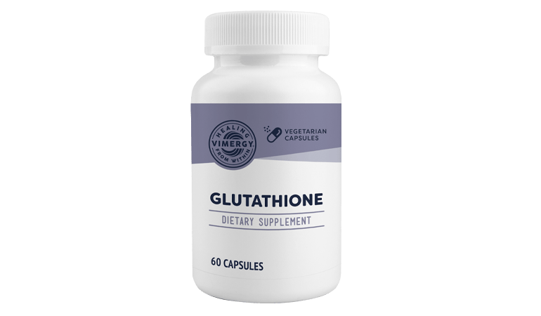 Glutathione supplement bottle for antioxidant and detox support